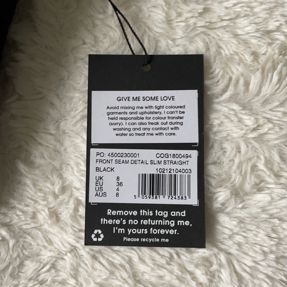 Black straight leg jeans with front seam detail. - Picture 6 of 6